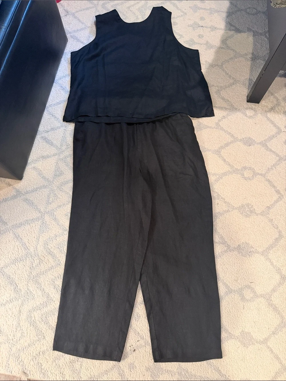 NWT! Quince Black Wide-Leg Linen Trousers in Black szXL - Picture 8 of 10
